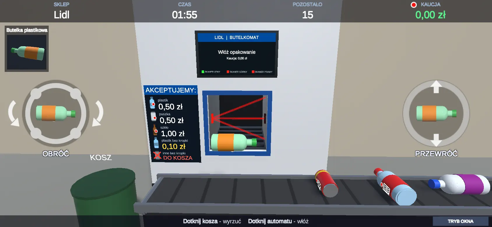 Symulator Butelkomatu 3D Deluxe — mini gra w Unity